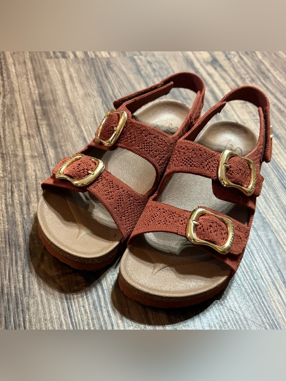Skechers Women's Arch Fit Granola Summer Sandals Cinnamon 8 Double Buckle Strap